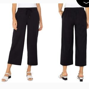 Liverpool Black Wide Leg Crop Pants